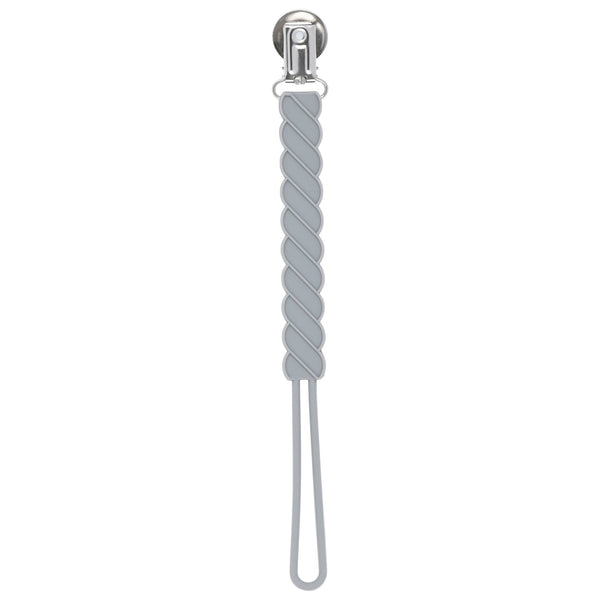 Twist Gray All Silicone One Piece Pacifier Clip