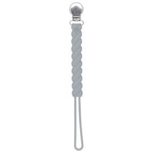Twist Gray All Silicone One Piece Pacifier Clip