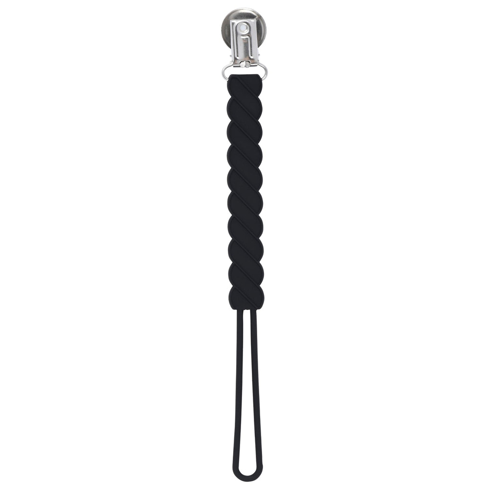 Twist Black All Silicone One Piece Pacifier Clip