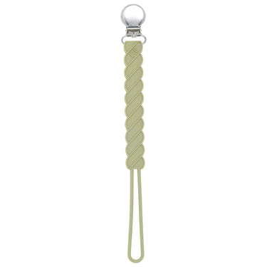 Twist Olive Green All Silicone One Piece Pacifier Clip