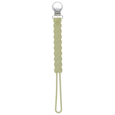 Twist Olive Green All Silicone One Piece Pacifier Clip