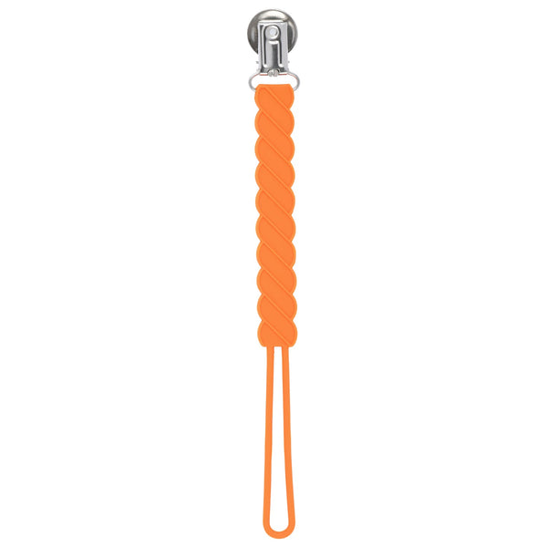Twist Orange All Silicone One Piece Pacifier Clip