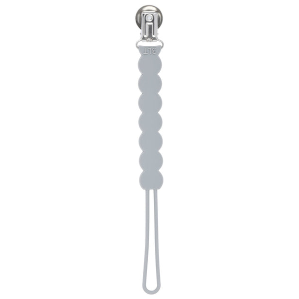 Waverly Gray All Silicone One Piece Pacifier Clip