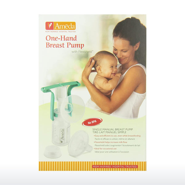 Ameda Manual Breast Pump at angle 5, showcasing its ergonomic design for comfortable breastfeeding.