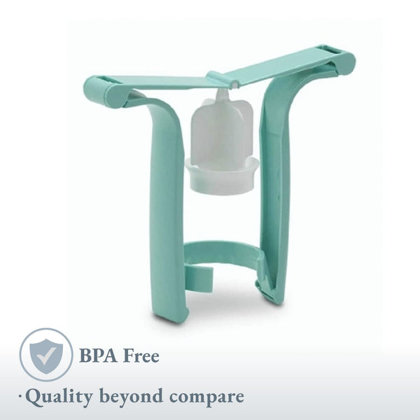 Ameda Manual Breast Pump at an angle, perfect for on-the-go breastfeeding moms. Compact and easy to use.