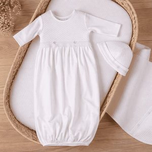 ANDREA | Boys White & Blue Quilted Cotton Gown Set (2)