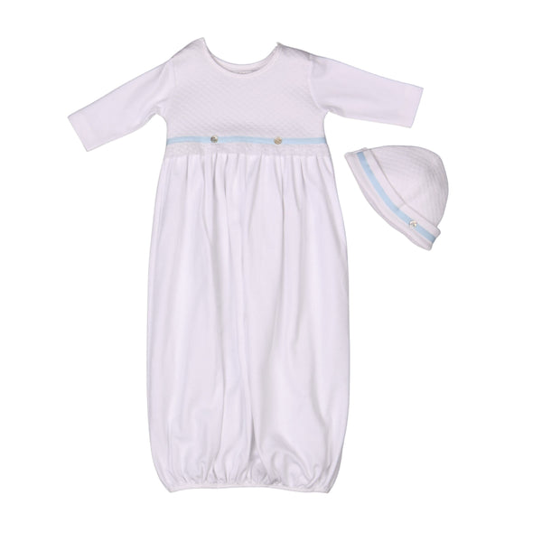 ANDREA | Boys White & Blue Quilted Cotton Gown Set (2)