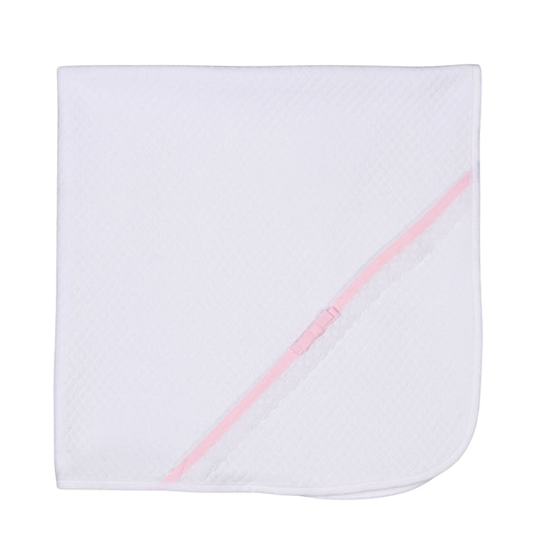 ANDREA | Girls White & Pink Quilted Cotton Blanket