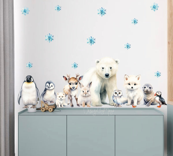 Arctic Animal Friends - Fabric Nursery Wall Art Decals