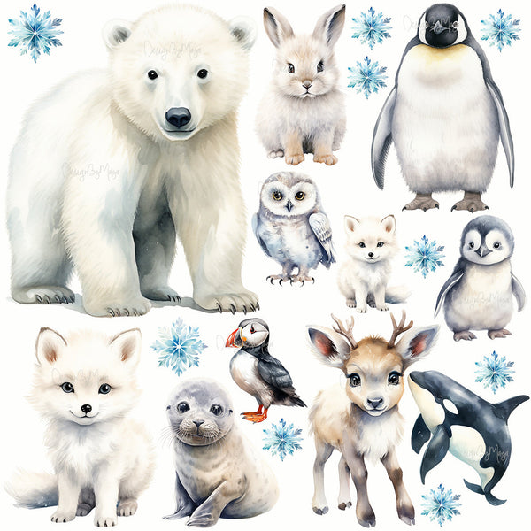 DesignByMaya Arctic Animal Friends Fabric Nursery Wall Decals