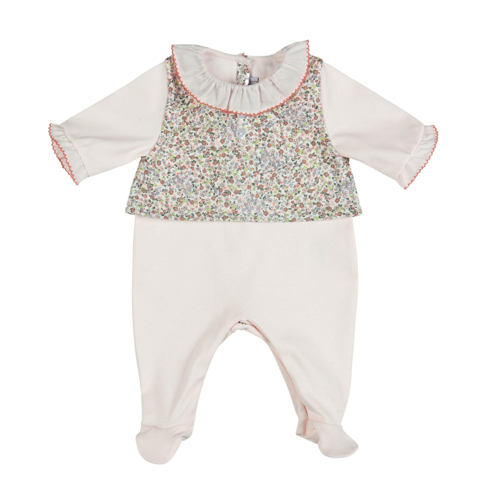 ANNA | Girls Ivory Floral Organic Cotton Babygrow