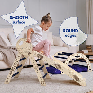 Apollo 4in1 Climbing Set:  Pikler Triangle, Arch, Slide Board, and Cushion for Little Toddlers Astronauts (1–3 Years)