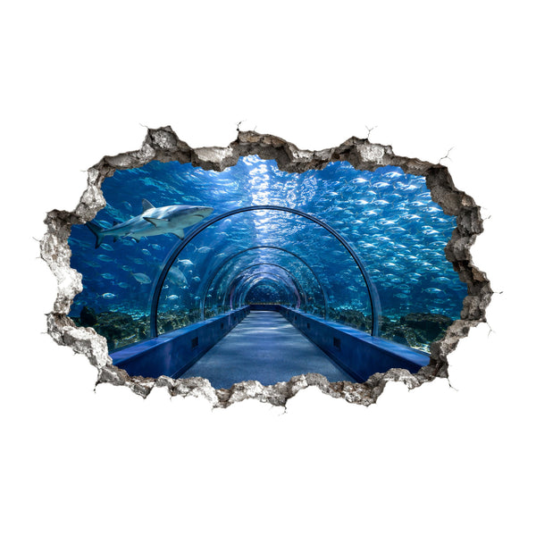 Aquarium Tunnel 3D Wall Sticker - product only on white background