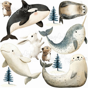 Arctic Animal Friends - Fabric Nursery Wall Art Decals