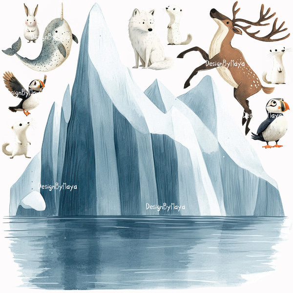 DesignByMaya Arctic Animal Friends Removable Fabric Nursery Decals
