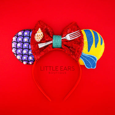 Ariel & Flounder Mickey Ears for babies, inspired by The Little Mermaid, perfect for Disney fans.