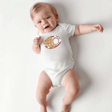 "Arkansas Fried Pickle Baby Onesie - Cute short sleeve bodysuit for infants, perfect for playful and quirky style."