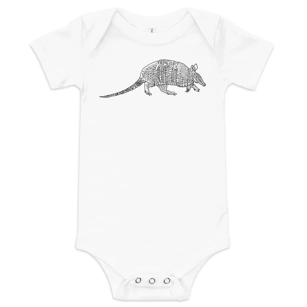 Armadillo Baby Onesie - Short Sleeve Bodysuit for infants, soft and stylish, perfect for everyday wear.