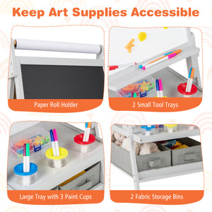 3-in-1 Art Easel for Kids with Magnetic Chalkboard and Whiteboard