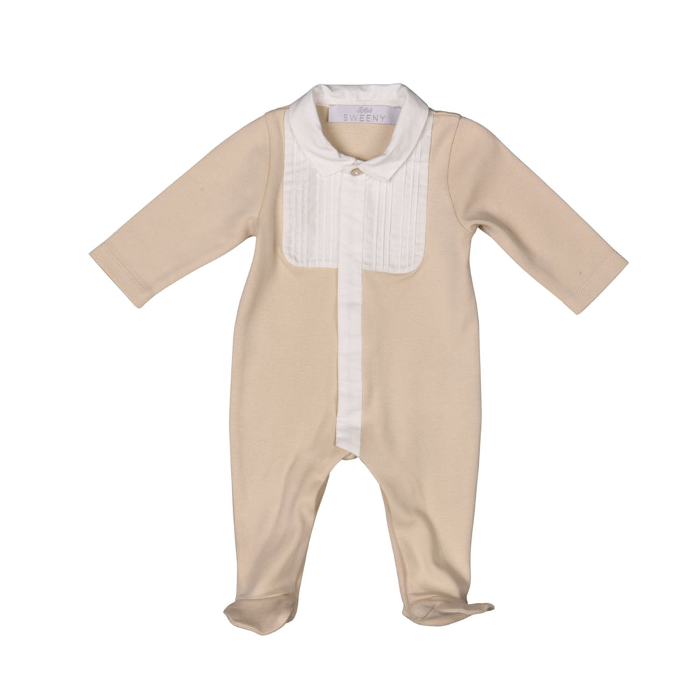 ARTHUR | Boys Beige & White Organic Cotton Babygrow