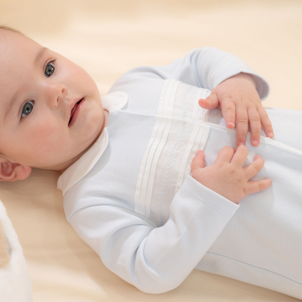 ARY | Boys Blue & White Organic Cotton All-in-One - MOOGCO Baby