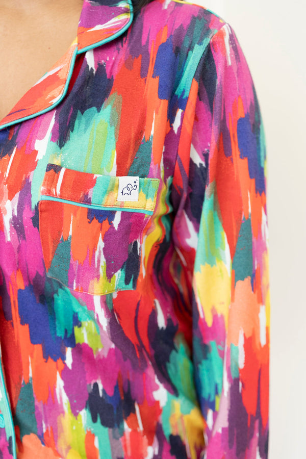 Adult Long Sleeve Button-Down Top – Holi Hues