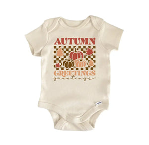 Autumn Greetings Fall - Baby Boy Girl Clothes Bodysuit Funny Cute Newborn Baby Bodysuit