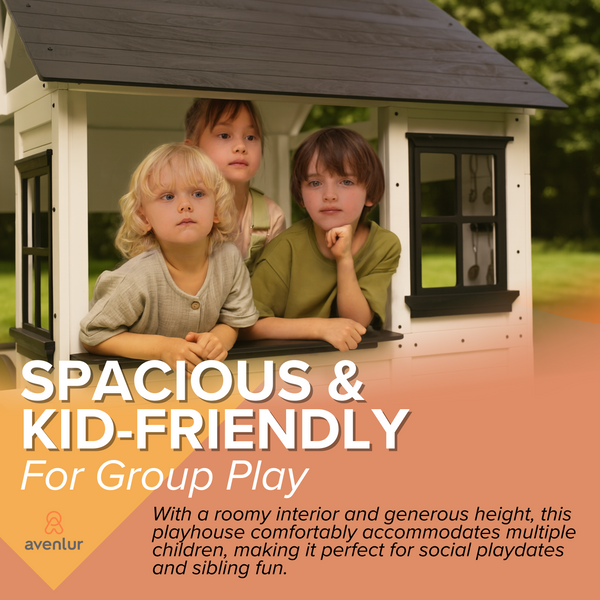 "Casa Modern Playhouse in outdoor setting, showcasing playful design and vibrant colors for children."