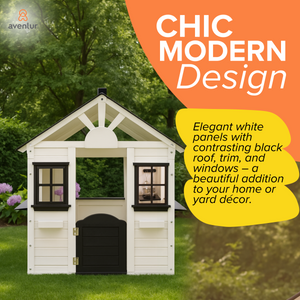 Modern outdoor playhouse for babies, Casa, viewed from angle 4, showcasing its stylish design and safe play area.