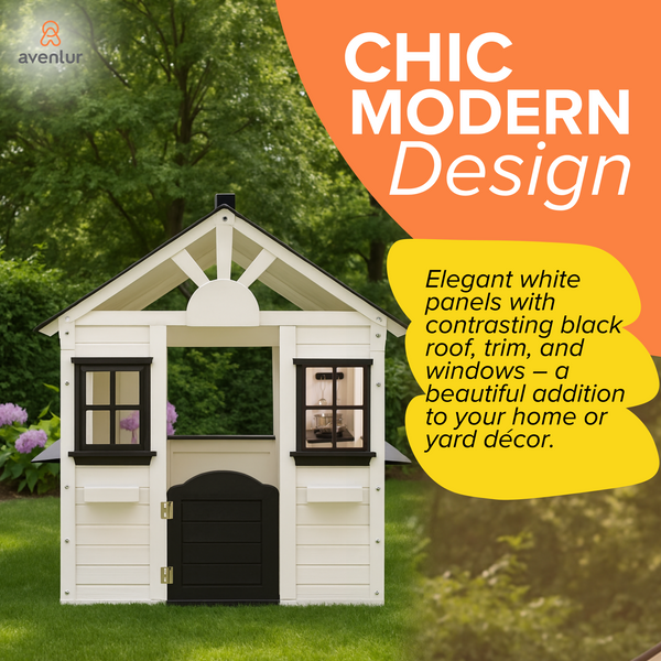 Modern outdoor playhouse for babies, Casa, viewed from angle 4, showcasing its stylish design and safe play area.