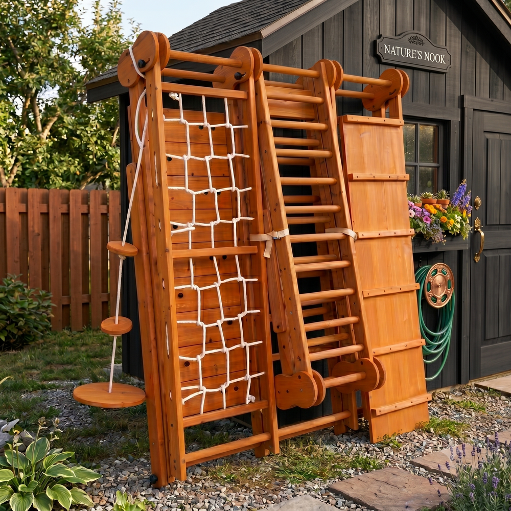 Avenlur Chestnut Foldable 8-in-1 Jungle Gym for Toddlers