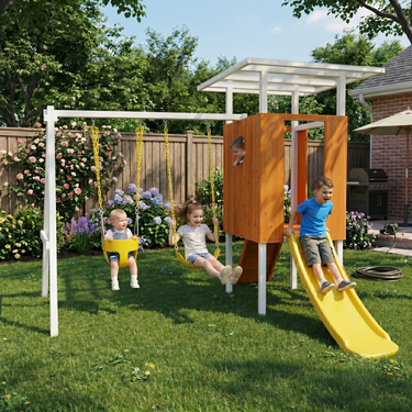 Avenlur Forest Small Outdoor Toddler Swing Set Wooden Frame