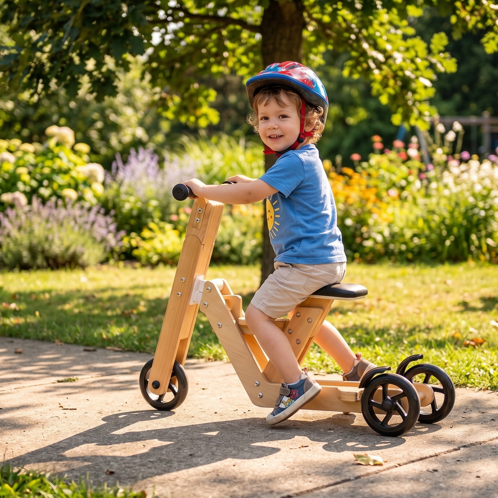 Avenlur Juneberry 2-in-1 Wooden Scooter Ride-On Indoor Toy