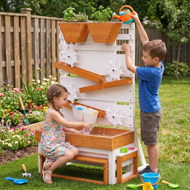 Avenlur Large Wooden Water Table Multi-Level Sensory Play Station