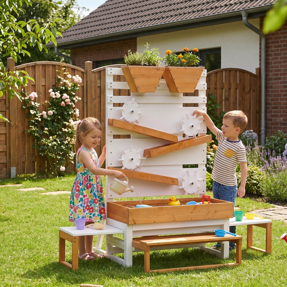 Avenlur Large Wooden Water Table Multi-Level Sensory Play Station