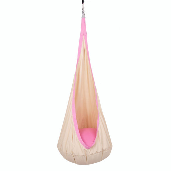 Avenlur Sensory Swing Hammock with Tear Drop Attachment for Indoor Climbers in Walnut, Neem & Betula - Angle 8 View.
