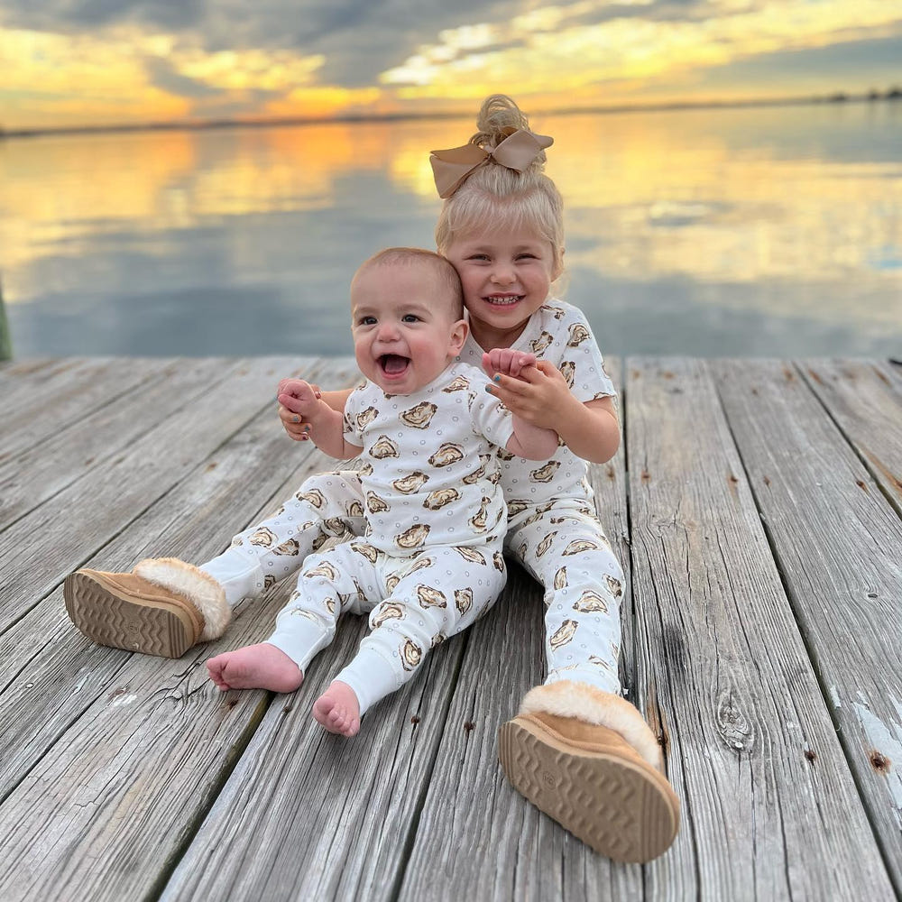 Aw Shucks! Oyster Pajamas for babies - cute and cozy sleepwear featuring an adorable oyster design.