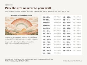 Watercolor Rainbow Sunrise Hills Wall Mural, image 4