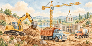 Watercolor Construction Site Wall Mural, image 3