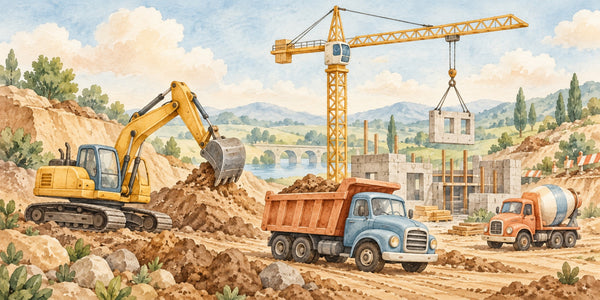 Watercolor Construction Site Wall Mural, image 3