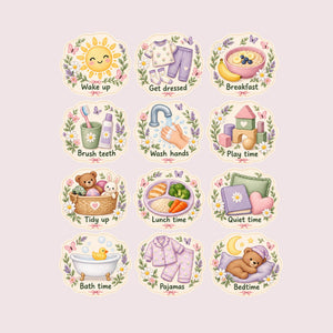 Flower Garden Daily Routine Wall Decals, Set of 12, image 1