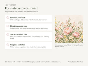 Watercolor Peony Garden Wall Mural, image 5