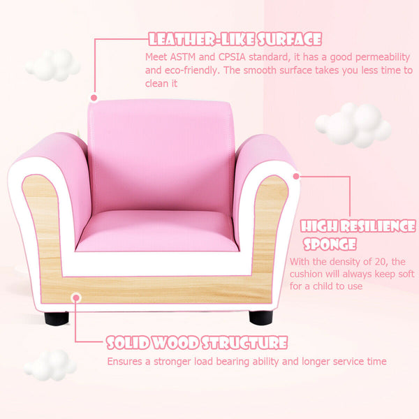 Black kids single armrest couch sofa with ottoman, perfect for playrooms and cozy spaces. Angle view 16.