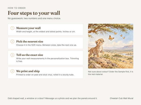 Watercolor Cheetah Cub Safari Wall Mural, image 6