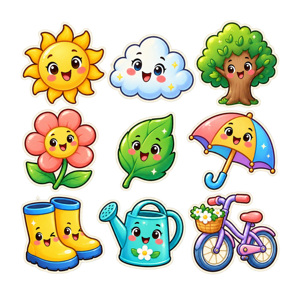 Cute Outdoors Wall Decals, Set of 9, First Words Stickers, image 1