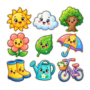 Cute Outdoors Wall Decals, Set of 9, First Words Stickers, image 2