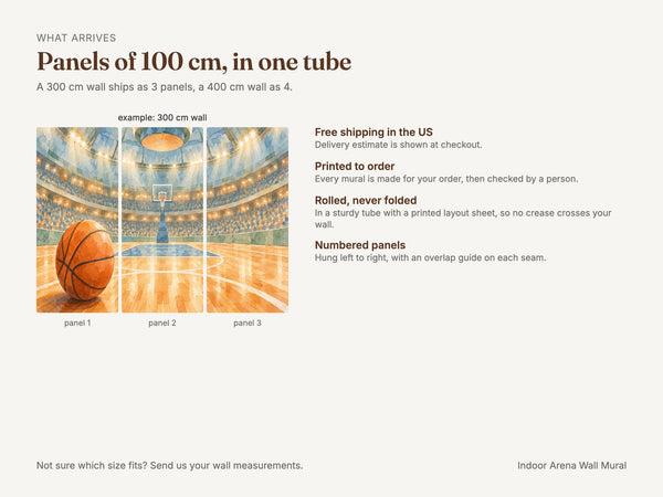 Watercolor Indoor Arena Basketball Wall Mural, image 8