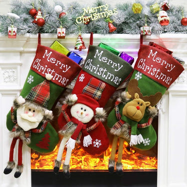 2024 Christmas Big Stockings 3D Plush Decor for festive holiday décor and accessories.