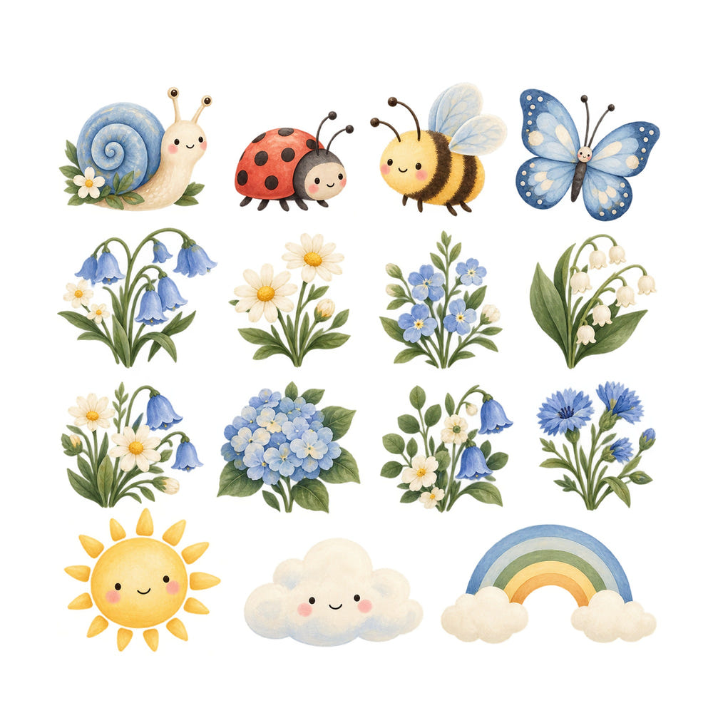 Bluebell Garden Wall Decals, Set of 15, image 1