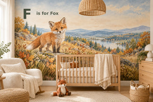 Watercolor F is for Fox Alphabet Wall Mural, image 1